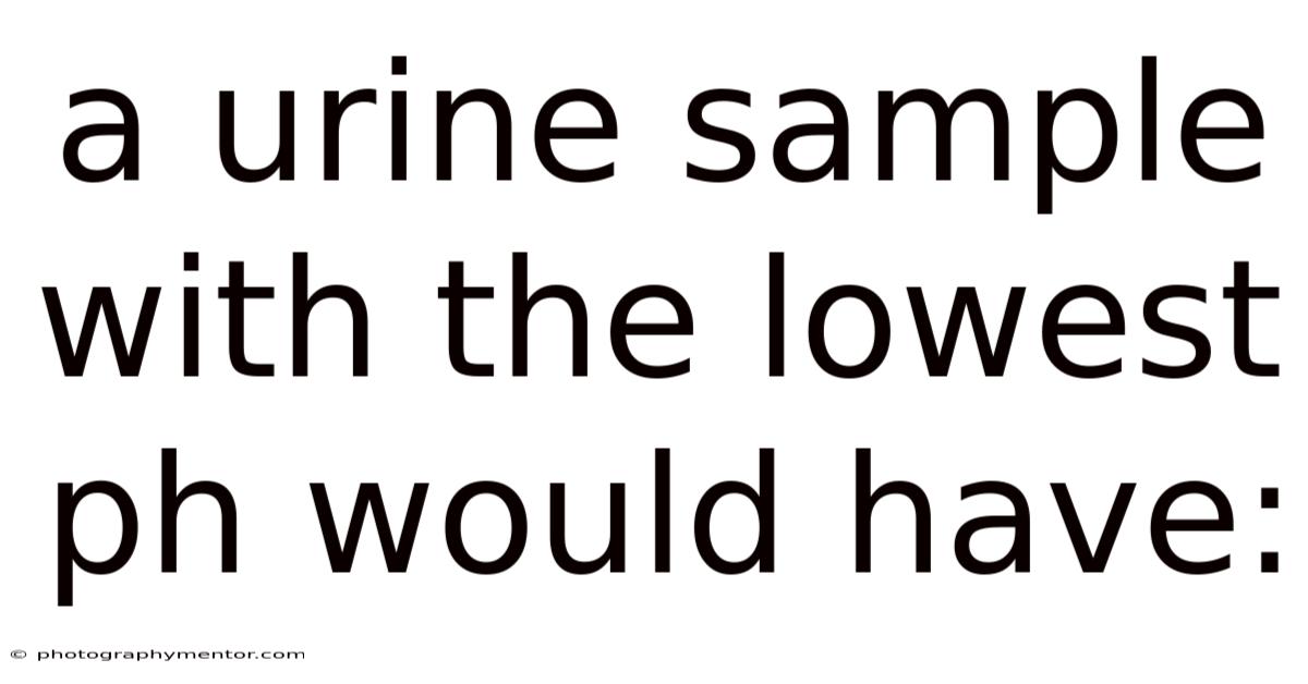 A Urine Sample With The Lowest Ph Would Have: