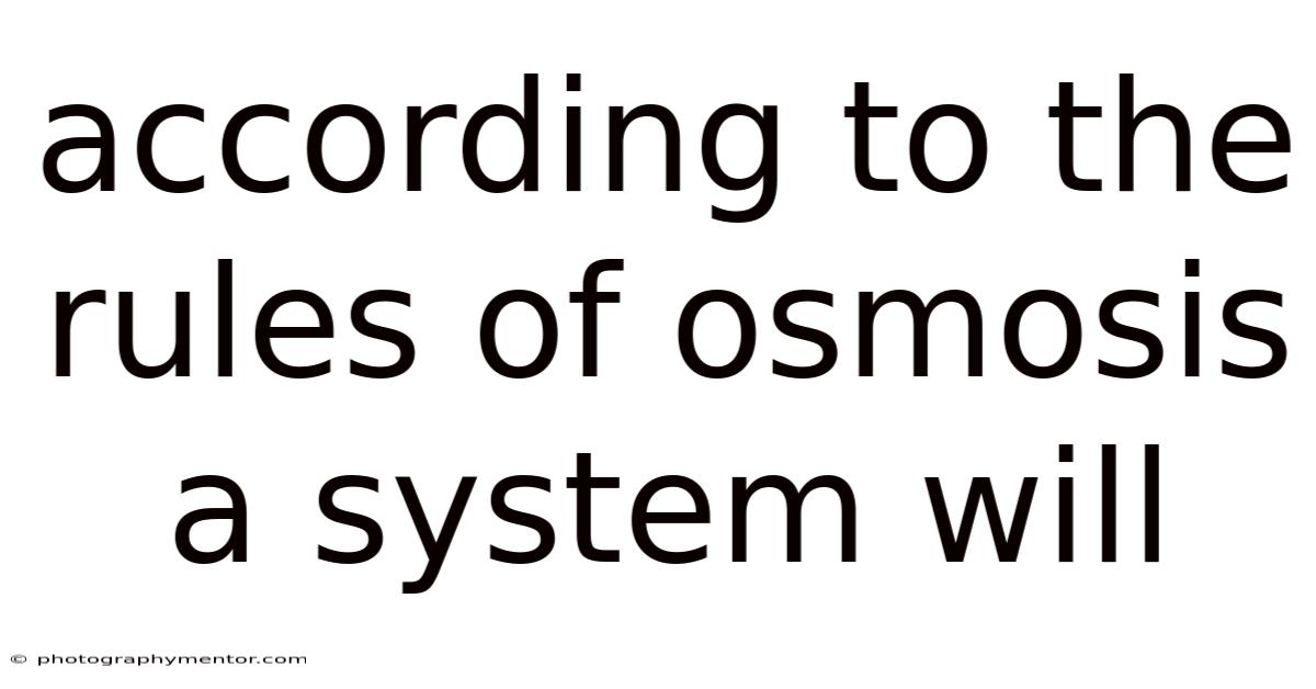 According To The Rules Of Osmosis A System Will