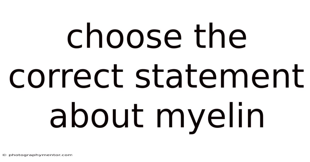 Choose The Correct Statement About Myelin