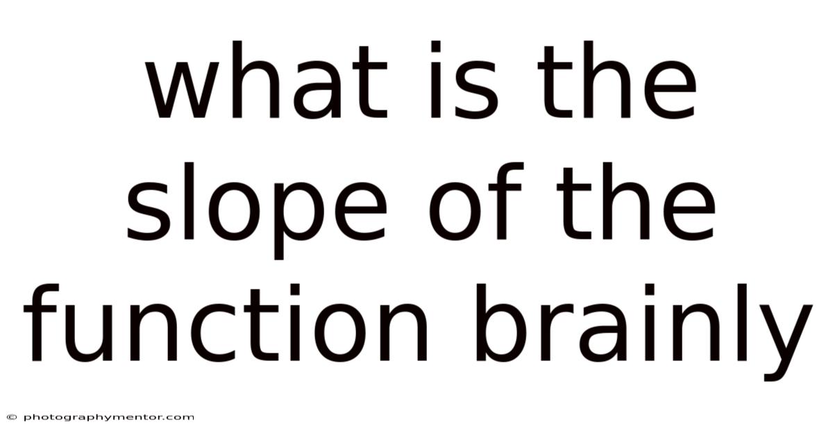 What Is The Slope Of The Function Brainly