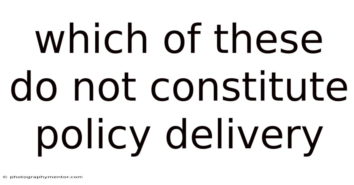 Which Of These Do Not Constitute Policy Delivery