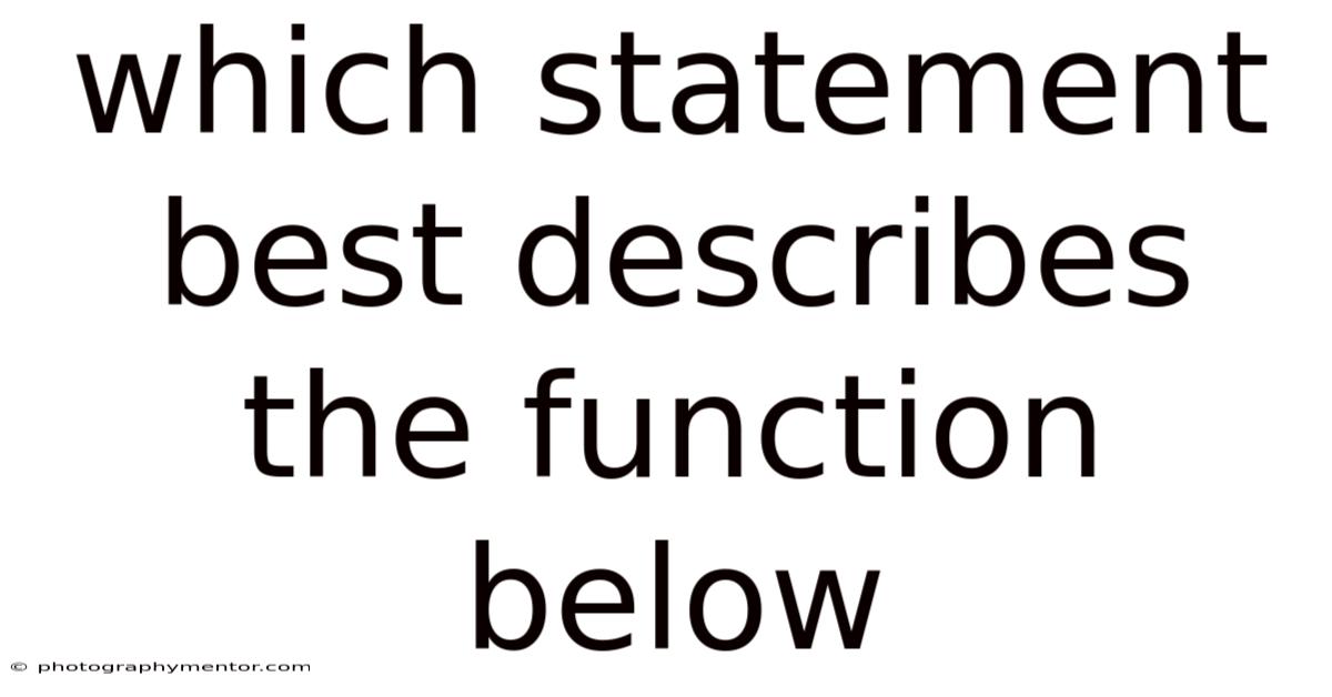 Which Statement Best Describes The Function Below