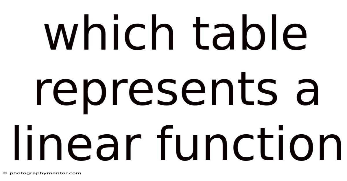 Which Table Represents A Linear Function