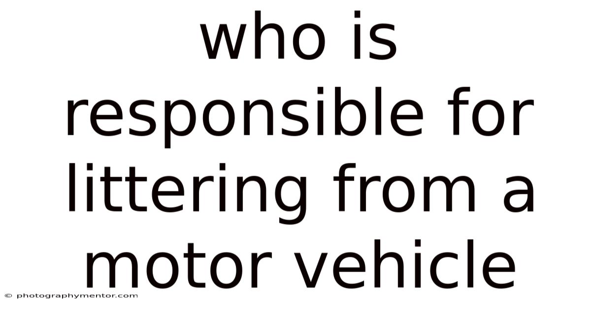 Who Is Responsible For Littering From A Motor Vehicle